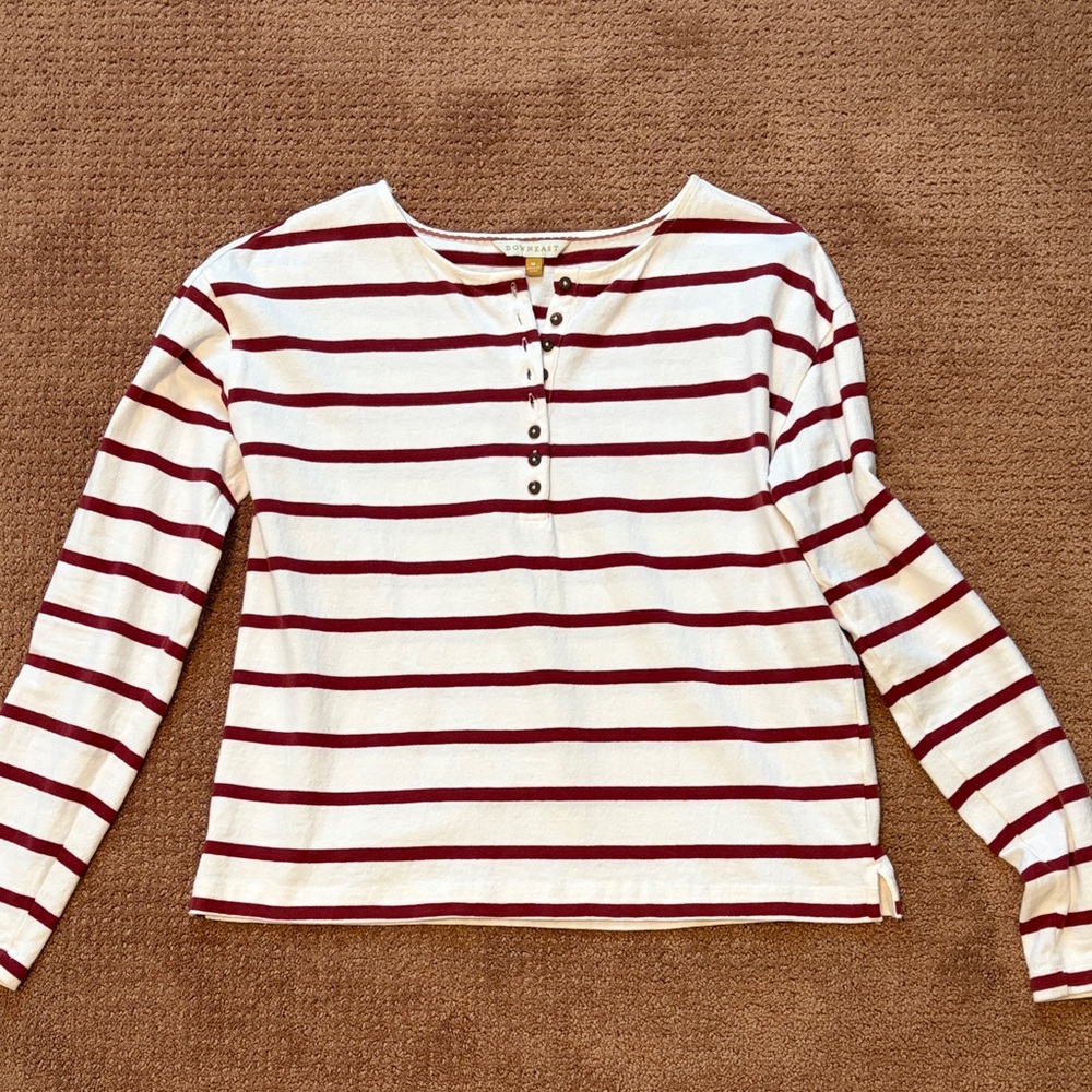 DownEast Striped Henley Top